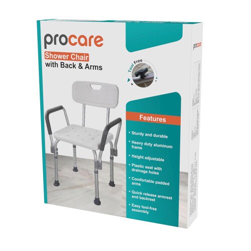 Procare Shower Chair with Back Arms