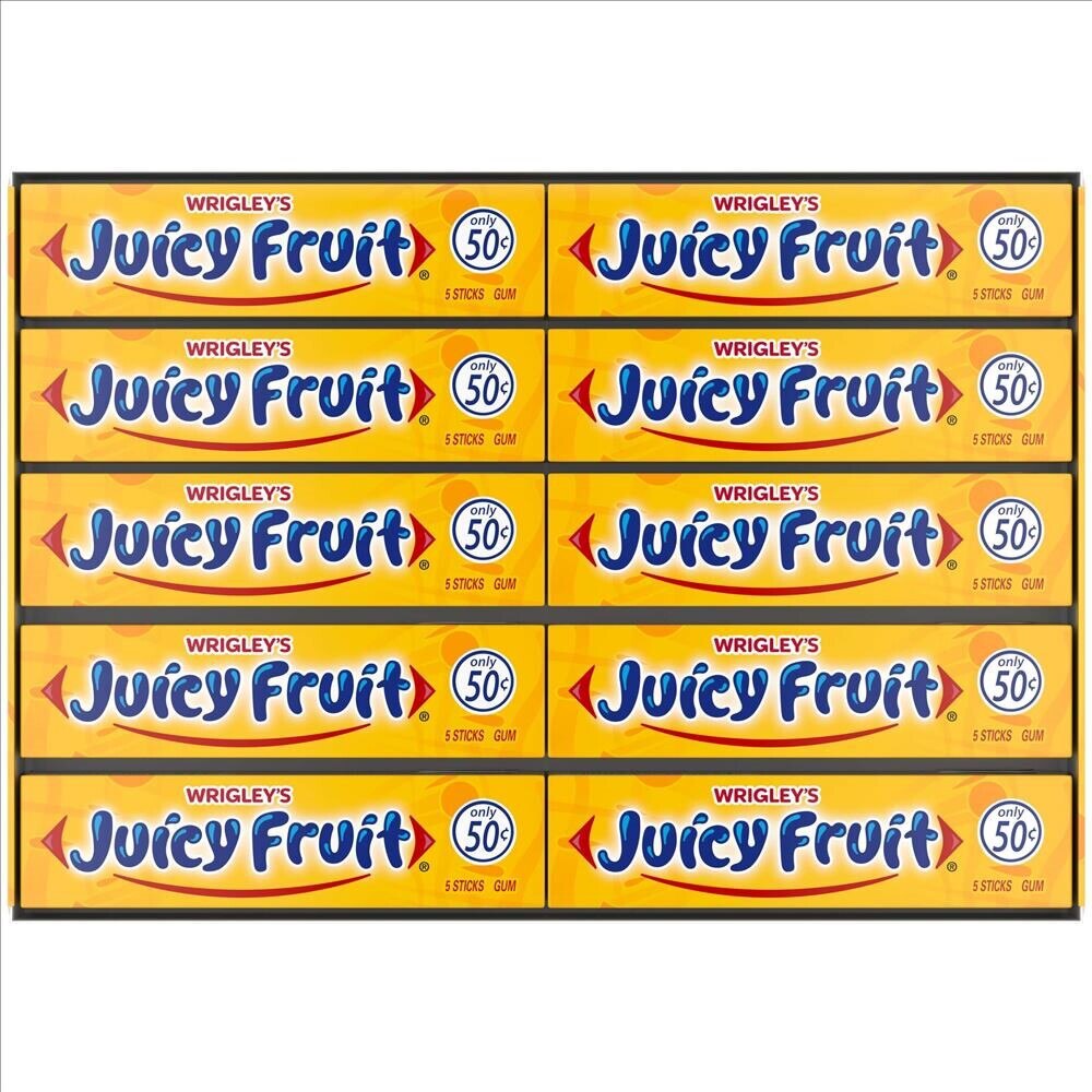 Juicy Fruit Twin Pack Gum 5 Pieces 40 per Carton 50 cent Preprice